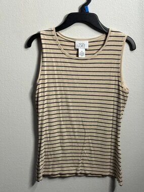LOFT Ann Taylor Women Beige/Black Striped Shirt Size‎ XS